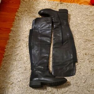 Black Genuine leather over the kneee boot.
